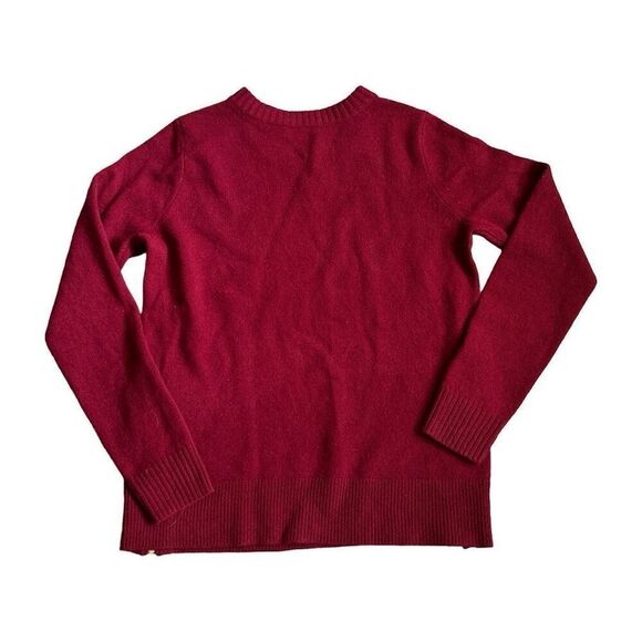 J. Crew wool red maroon sweater with gold zippers - Picture 2 of 7